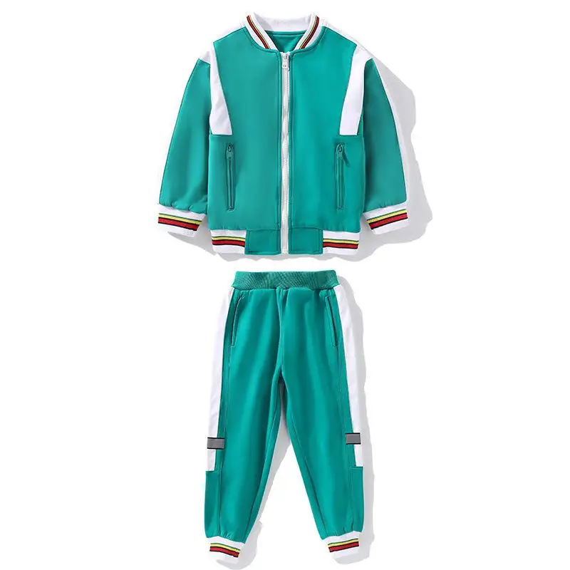 Green 2pcs set Комплекты одежды для учеников и учеников; костюмы для детского сада; школьная форма; Спортивный костюм для мамы, папы, сына и дочки; одинаковые комплекты для семьи - Цвет: Green 2pcs set