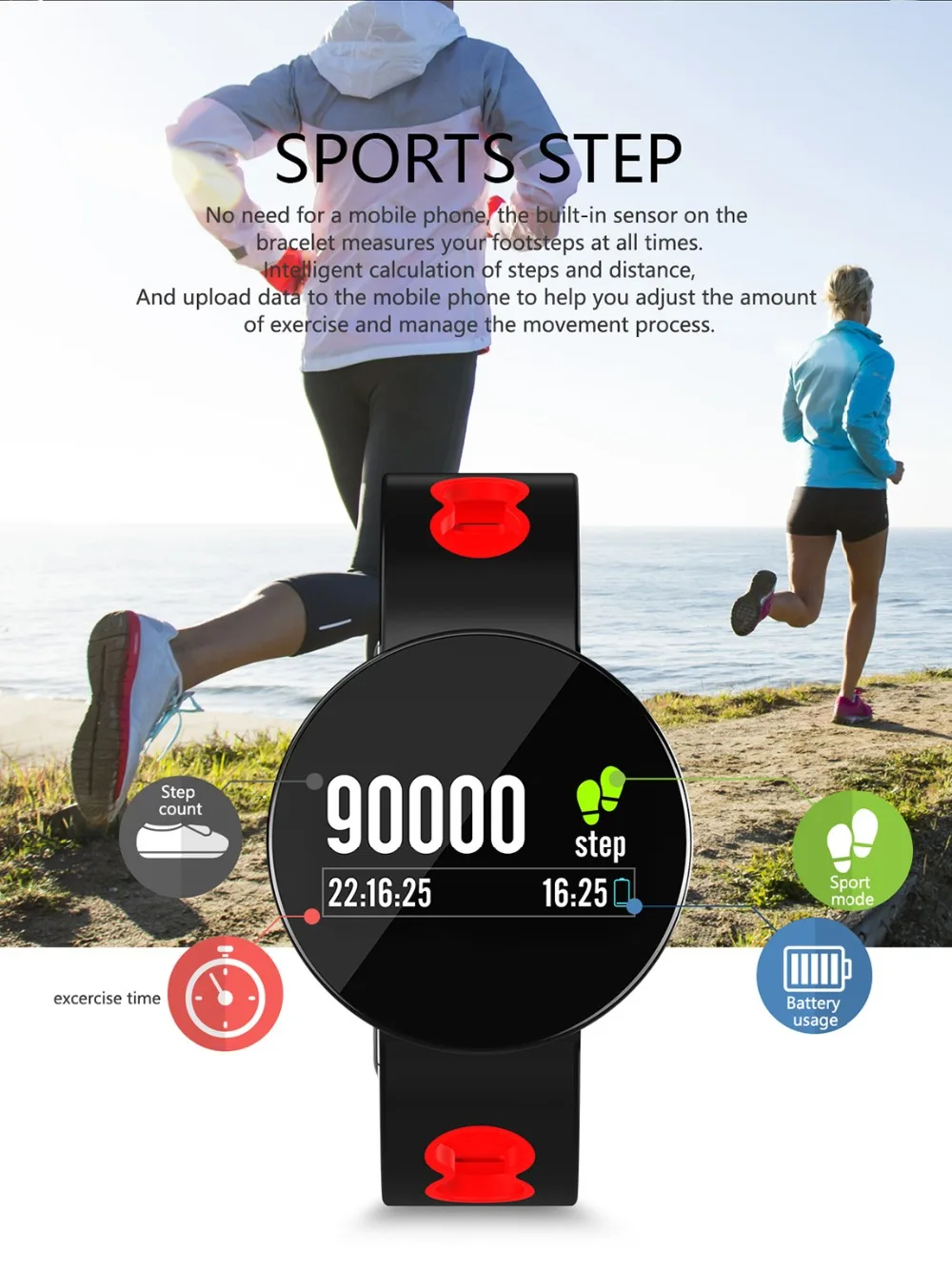 696 LJL11 Z8 Round Alloy body Smart Bracelet Fitness Tracker Watch Waterproof Band Sleep Monitoring Weather Forecast Smart Band