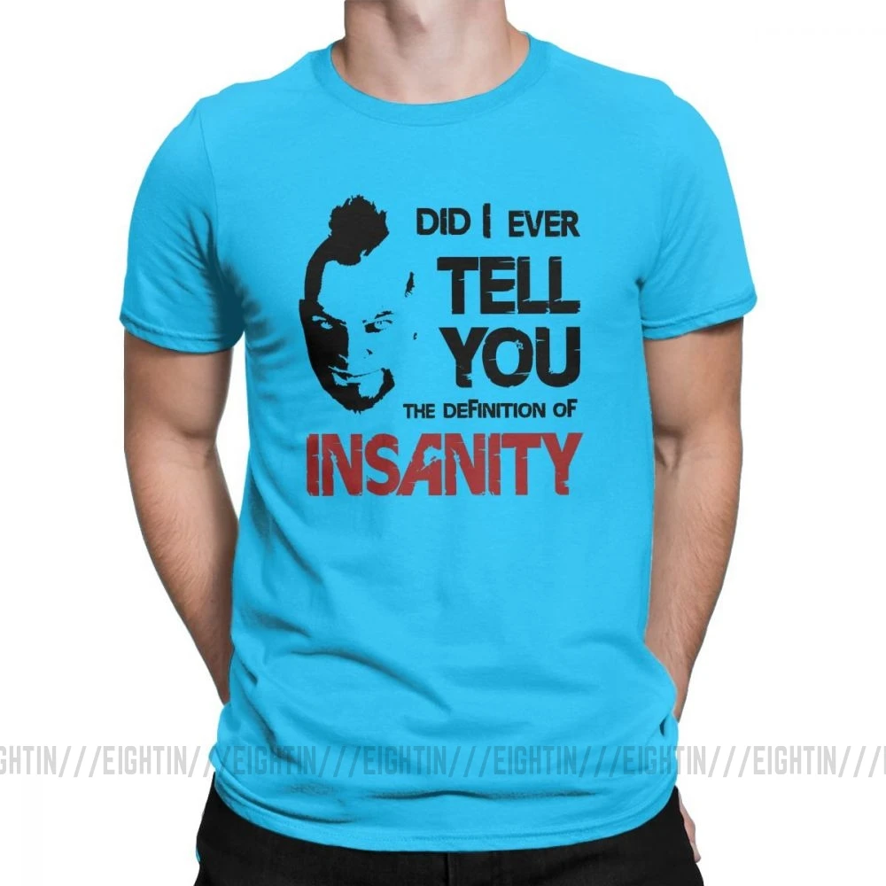 Футболки Insanity Vaas Montenegro Far Cry, игра, Джон Сеид, Хоуп, графство, крест, сумасшедшие футболки с коротким рукавом для мужчин, одежда, обычная футболка - Цвет: Medium Blue