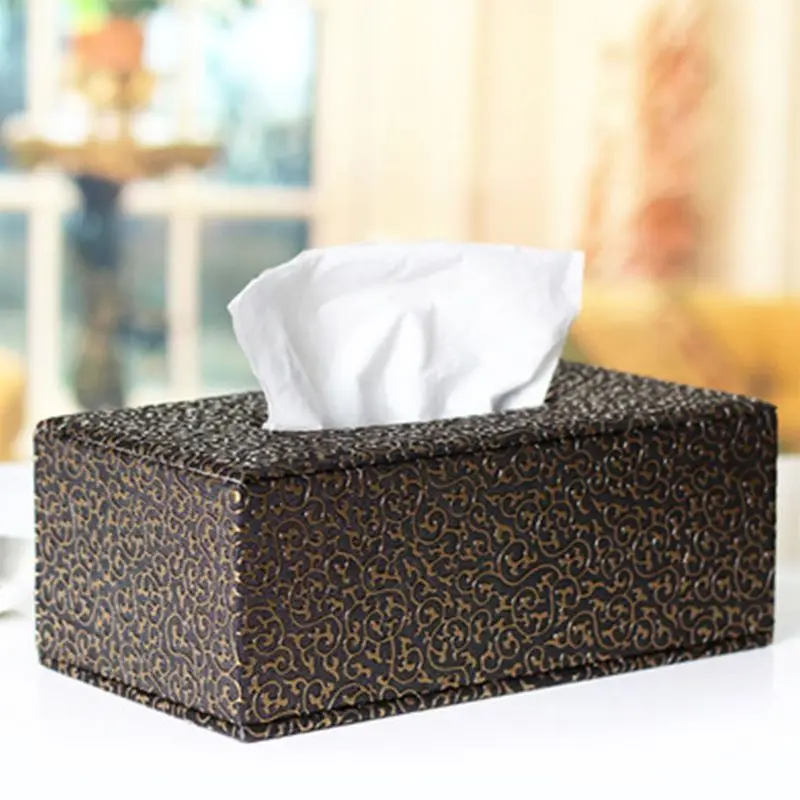 

3 Color Home Office Car Decor Faux Leather Tissue Box Cover Portable Tissue Holder Box