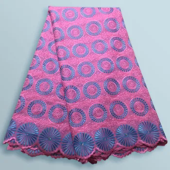 

African Swiss Voile Lace In Switzerland 100% Cotton Lace Trim With Rhinestones wholesale Eyelet Circle Big voile lace F8544
