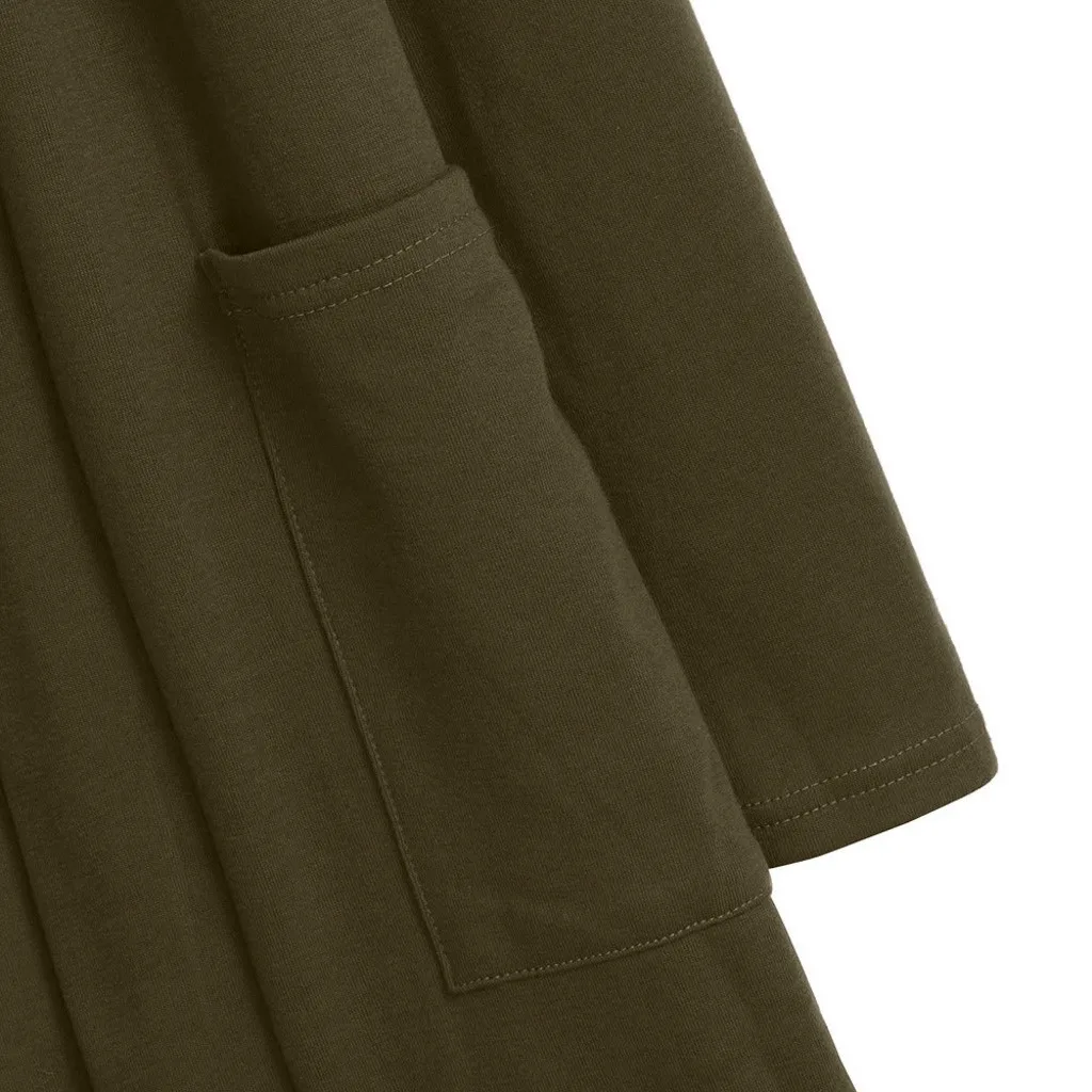 JAYCOSIN Cardigan Women Long Sleeve Coats New Female Elegant Pocket Outerwear long cashmere double pocket Front Cardigan Open 1