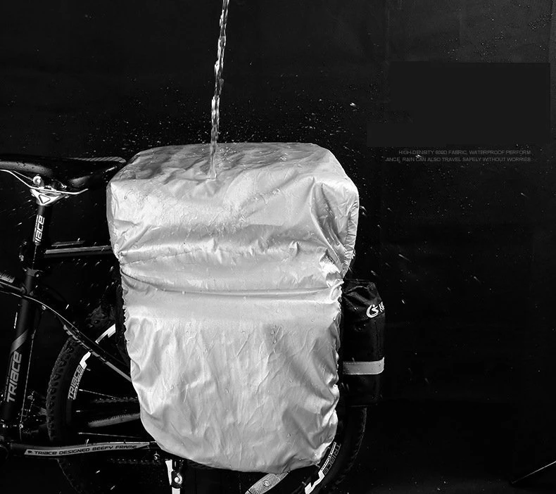 Сумка для велосипедного багажника, велосипедная двойная сторона, заднее сиденье, сумка для велосипедного багажа, сумка-контейнер с фиксированным ремнем+ непромокаемый чехол