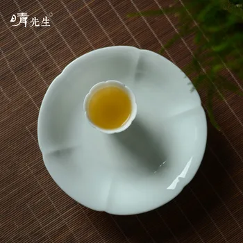 

Jindezhen Shadow Green Sunflower Petal Pot Bearing Teapot Tray Jade Clay Pot Bearing Plate Round Shallow Okra Dry Mouth Blister