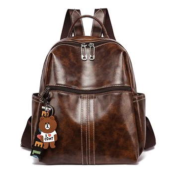

2019 New Casual Fashion Retro Pu Portable Shoulder Travel Backpack Bolso Mujer Solid Color Korean Female Bag Student Bag