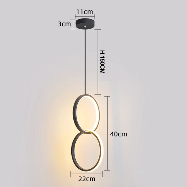 NEO Gleam Circle Rings Modern led chandelier for bedroom bedside dining room bar white or black color led chandeliers 90-260V - Lampshade Color: 2 Rings Black