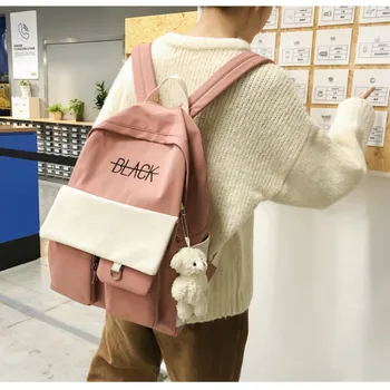 

Student Women Harajuku Backpack Cute Cotton Fabric Female School Bag Fashion Girl Luxury Book Letter Backpacks Kawaii Ladies Bag