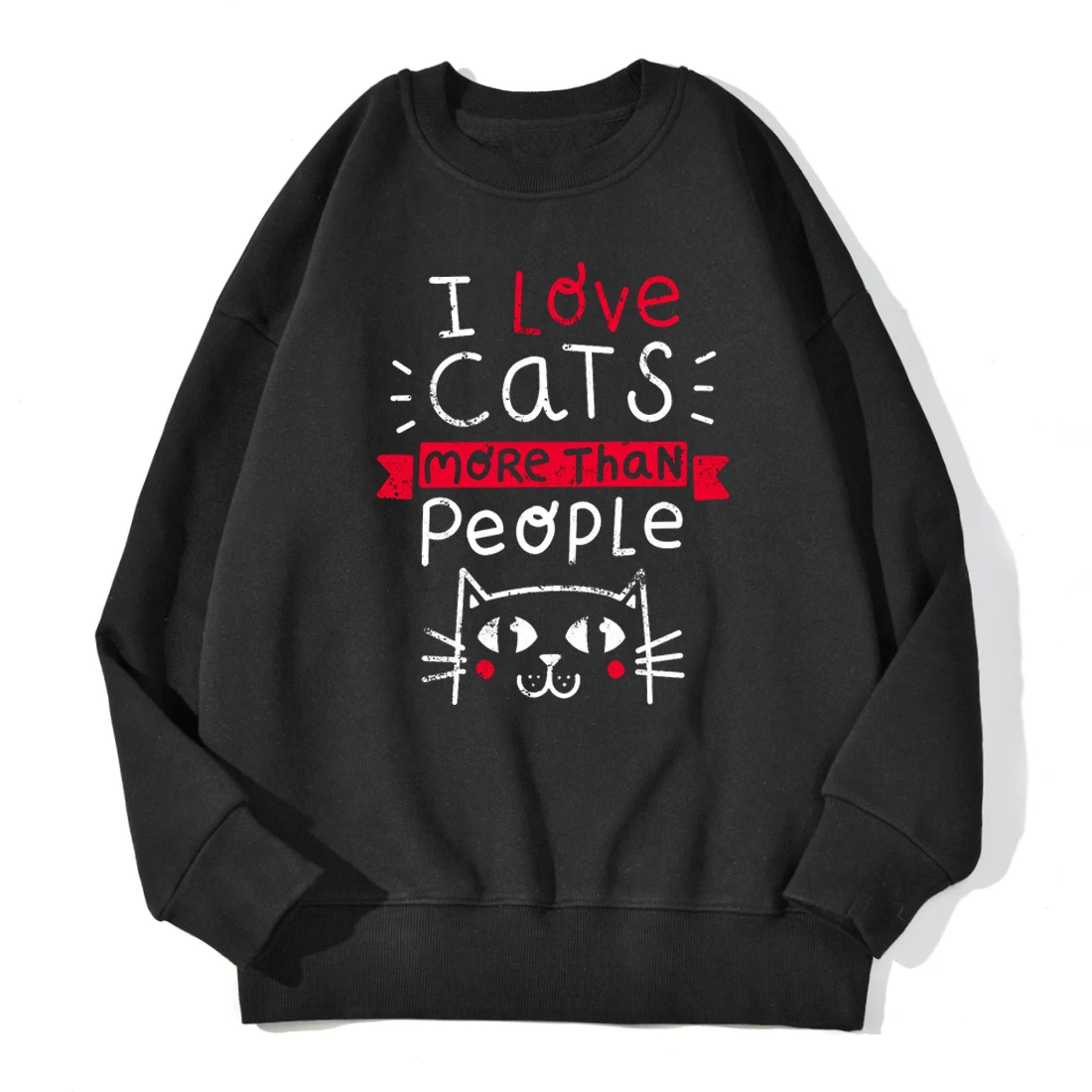

Cute Cats Letter Print Hoodies Women's Fashion Casual Loose Crewneck Long Sleeve Pullover Autumn Winter Fleece Warm Sweatshirts