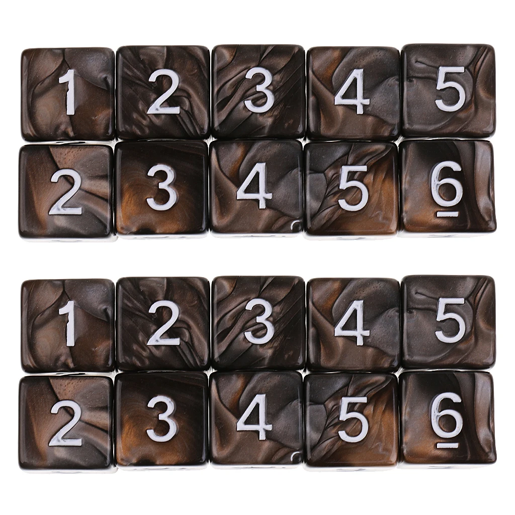 20x кофе цвет шестигранные D6 кости для D&D ролевые игры D(1-6) кости