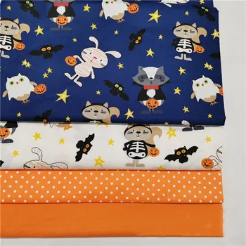 

Halloween Cartoon Animal Fabric 100% Cotton Fabric Pumpkin Twill Cotton Fabrics Per Meter Patchwork DIY Sewing Children Clothing
