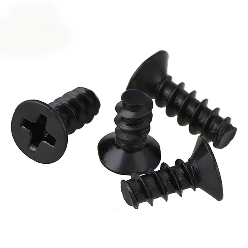 100pcs/lot Cross Recessed Countersunk Head Self-tapping Screw M1 M1.2 M2 M2.3 M2.6 M3 M4 M5 Black Carbon Steel Mini Screw