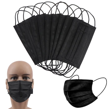 

10pcs/Pack 4 layer Black Mouth Mask Sunscreen Disposable Mask Activated Carbon Filter Respirator Mouth Mask