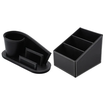 

1 Pcs Pen Holder Pencil Stationery Container Office Desk Box & 1 Pcs 3 Cells Phone Remote Control Holder Storage Box
