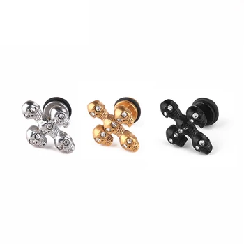 

Punk Korean Earrings Cross Stainless Steel Earrings Cross Skull Stud Earrings Women Jewelry Studs Small Earrings oorbellen