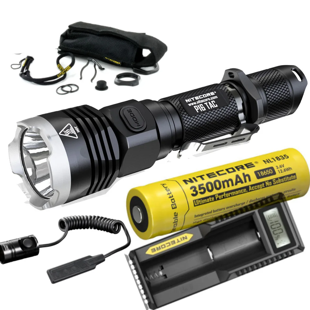 NITECORE P16Tac Tactical Flashlight CREE XM-L2(U3 max 1000 lumen beam distance 300 meter outdoor search torch with RSW1 - Испускаемый цвет: NL1835 UM10 RSW1