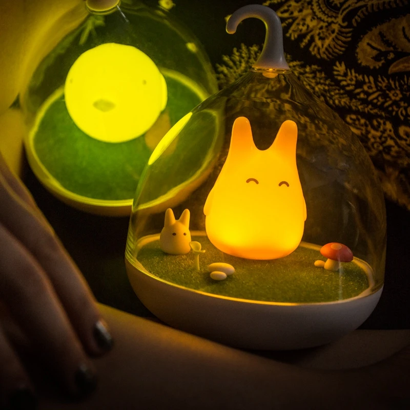 Billige Kreative Totoro Nette Tragbare Schalter Nacht Licht Touch Sensor USB LED Kid Geschenk Tisch Lampe Baby Schlafzimmer Schlaf Beleuchtung Kunst decor
