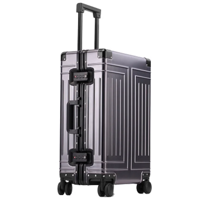 High-Rank 100%  Aluminum-Magnesium High Quality Rolling Luggage Perfect For Boarding Spinner International Brand Travel Suitcase