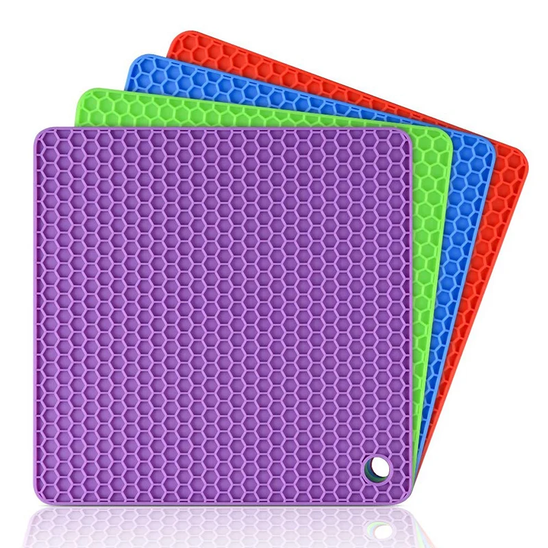 Non-slip Heat-Resistant Silicone Mats Bowl Pad Pot Holder Square Honeycomb Thicken Insulation Table Placemat Home Desktop Decor