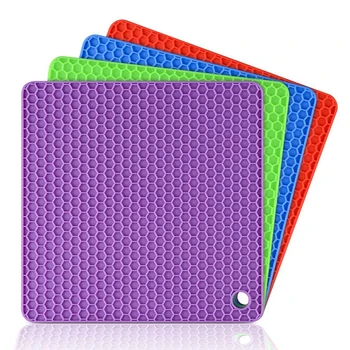

Square Honeycomb Non-slip Heat-Resistant Silicone Mats Bowl Pad Pot Holder Thicken Insulation Table Placemat Home Desktop Decor