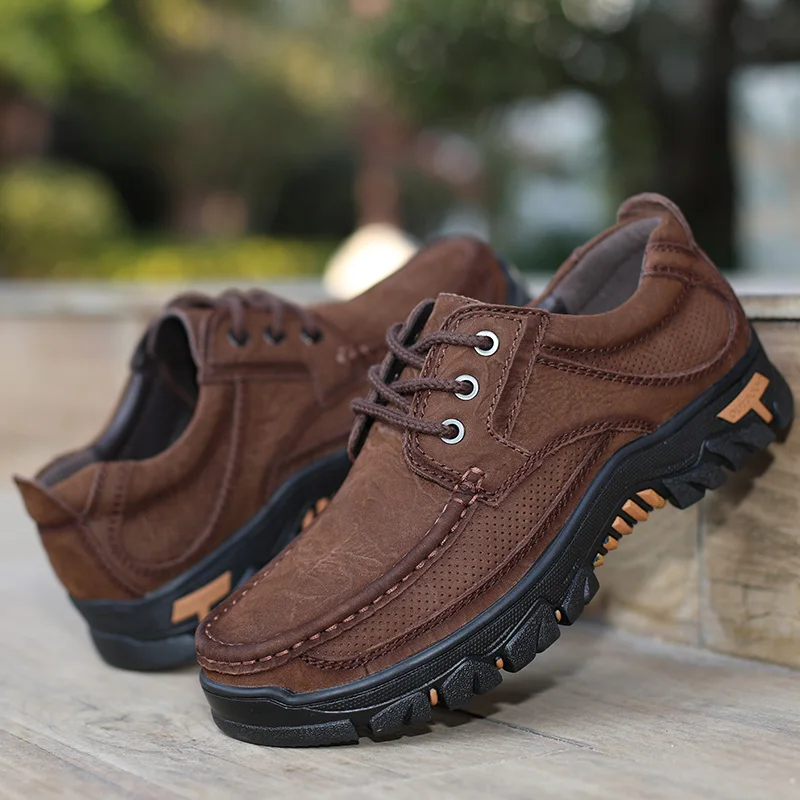 

Men oxfords lace up Shoes genuine Leather fashion breathable Walking Casual Shoe for Work Office Male Outdoor Shoes big size 48
