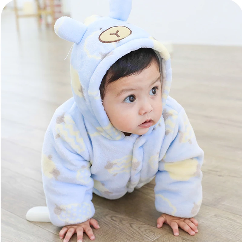 Детская утепленная одежда Зимний Детский комбинезон с капюшоном хлопок в форме животных толстый комбинезон детская одежда от 3 до 12 месяцев