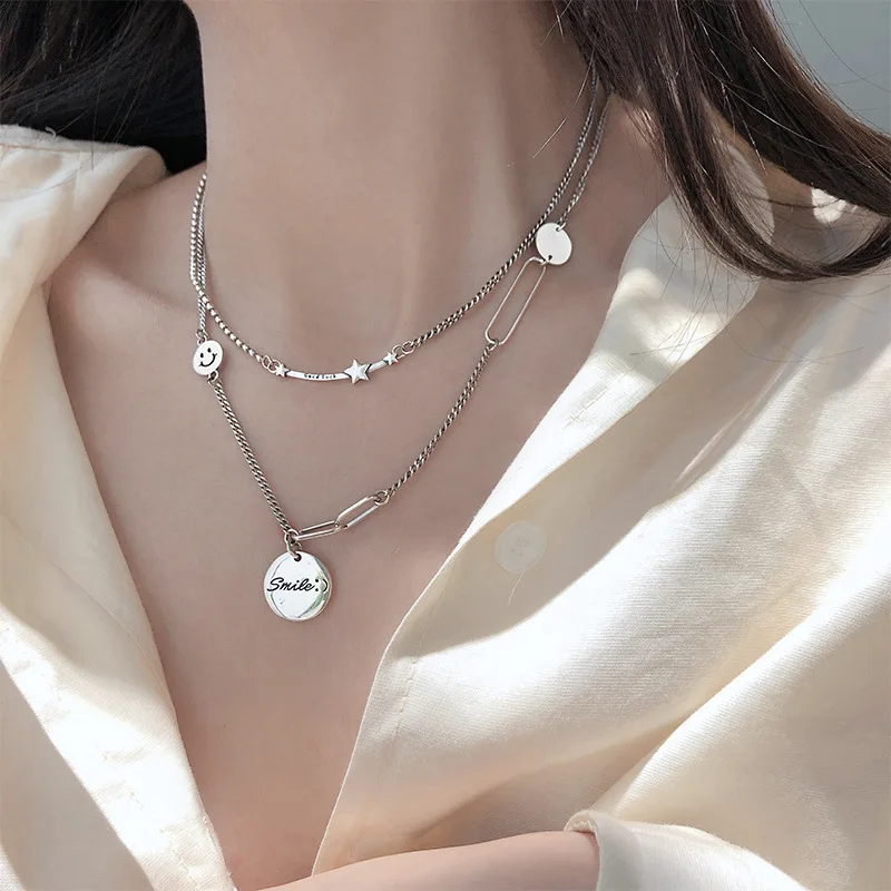 Mewanry 925 Sterling Silver Necklace for Women Star Smiley New Fashion Creative Design Party Thai Silver Jewelry Birthday Gifts - Image 6