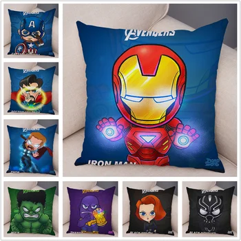 

Cute Cartoon Marvel Iron Man Pillow Case Cushion Cover for Sofa Home Decor Superhero Super Soft Short Plush Pillowcase 45*45cm