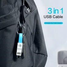 3 в 1 Мини брелок usb кабель Micro usb type C зарядка для айфона кабель usb type c кабель iphone для коннектор Lightning для iphone зарядное устройство для Android синхронизации данных зарядный плоский кабель Шнур