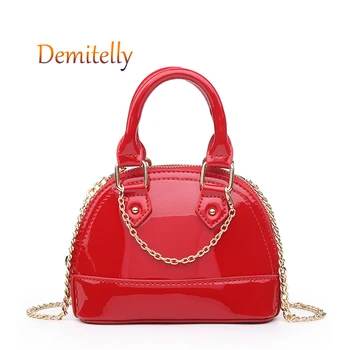 

Summer New Patent Leather Ladies Handbag Bright Metal Chain Decoration Shoulder Messenger Bag Fashion Women's Tote Bag Wallet