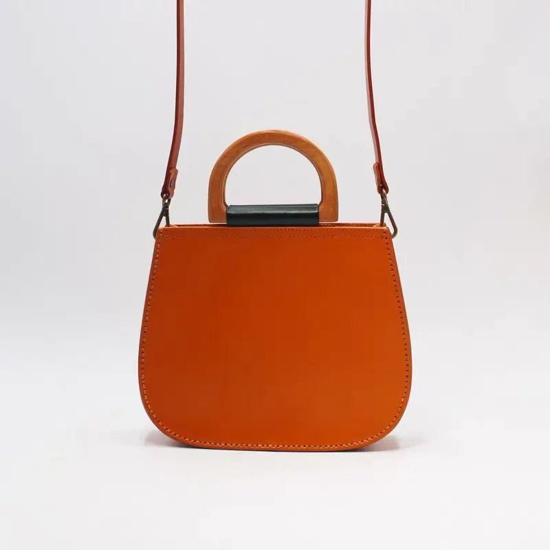 Винтажная дизайнерская женская сумка из натуральной кожи растительного