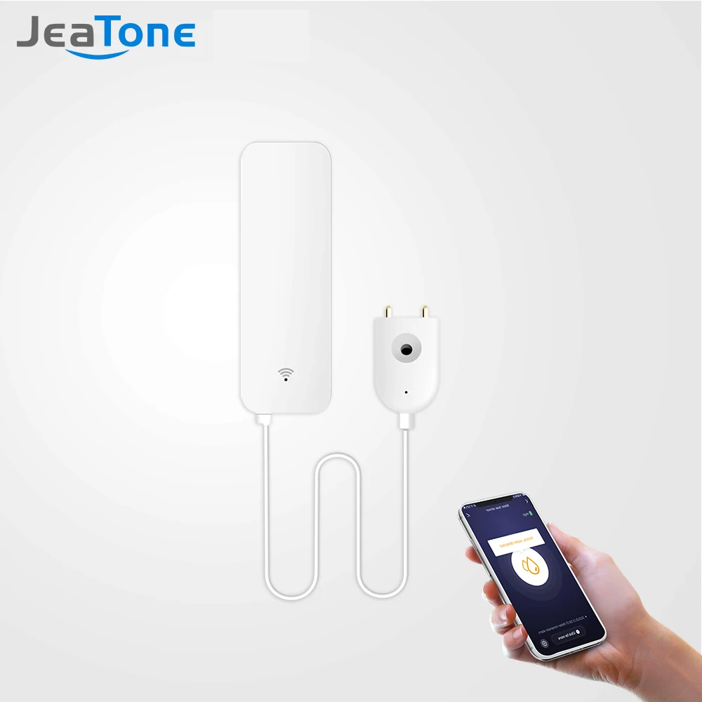 Jeatone-Sensor de fugas de agua Wifi, Detector de desbordamiento, alertas de fugas de inundación, Monitor remoto, notificaciones de fugas para sistema de seguridad