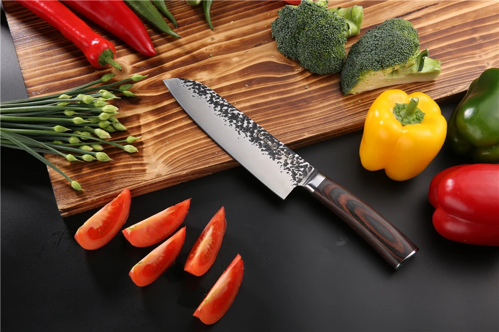 Набор кухонных ножей Everrich 7 шт., нож шеф-повара, нож Santoku, универсальный нож, нож для очистки овощей, острый Кливер, нож для нарезки, подарок