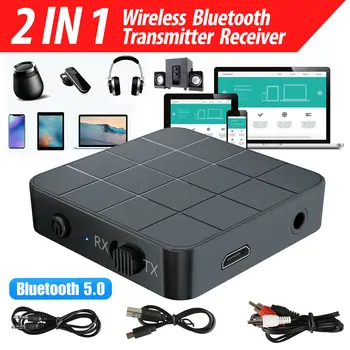 

Bluetooth 5.0 2-in-1 Audio Transmitter Receiver Tv Computer Speaker Car Adapter Stereo Wireless Audio 3.5mm Aux Jack Rca Adapter