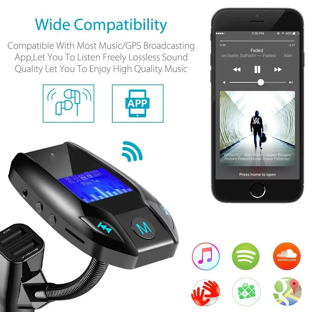 Автомобильный Bluetooth fm-передатчик Bluetooth Автомобильный fm-передатчик MP3-плеер Hands Free радио адаптер Комплект USB зарядное устройство и практичный