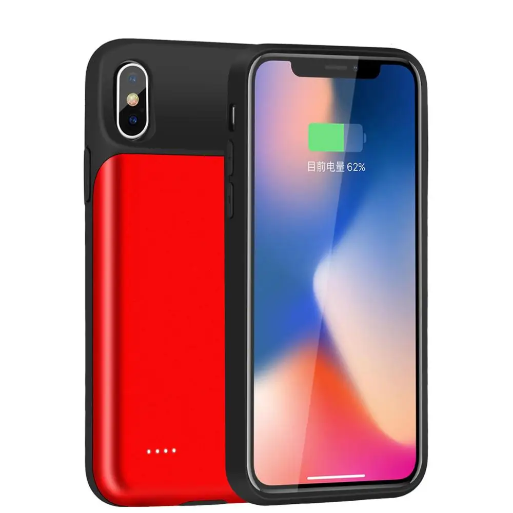 NTSPACE 3200mAh Аккумулятор Чехол для iPhone X S силиконовый ударопрочный аккумулятор зарядное устройство Чехлы тонкий внешний аккумулятор чехол для iPhone X Аудио - Цвет: Red