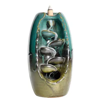 

Durable Censer Burner Sleep Aid Backflow Waterfall Classic Relax Incense Censer Holder Retro Desktop Buddhist Ceramic