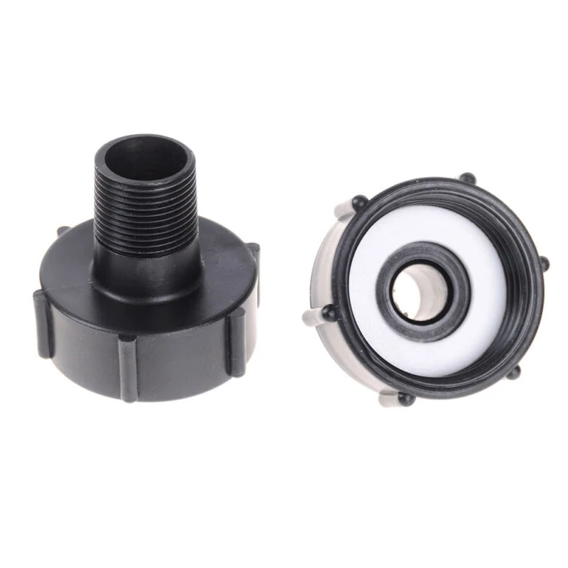 1pc Tote Tank Drain Adapter Black Plastic Coarse Thread Hose Watering Connector