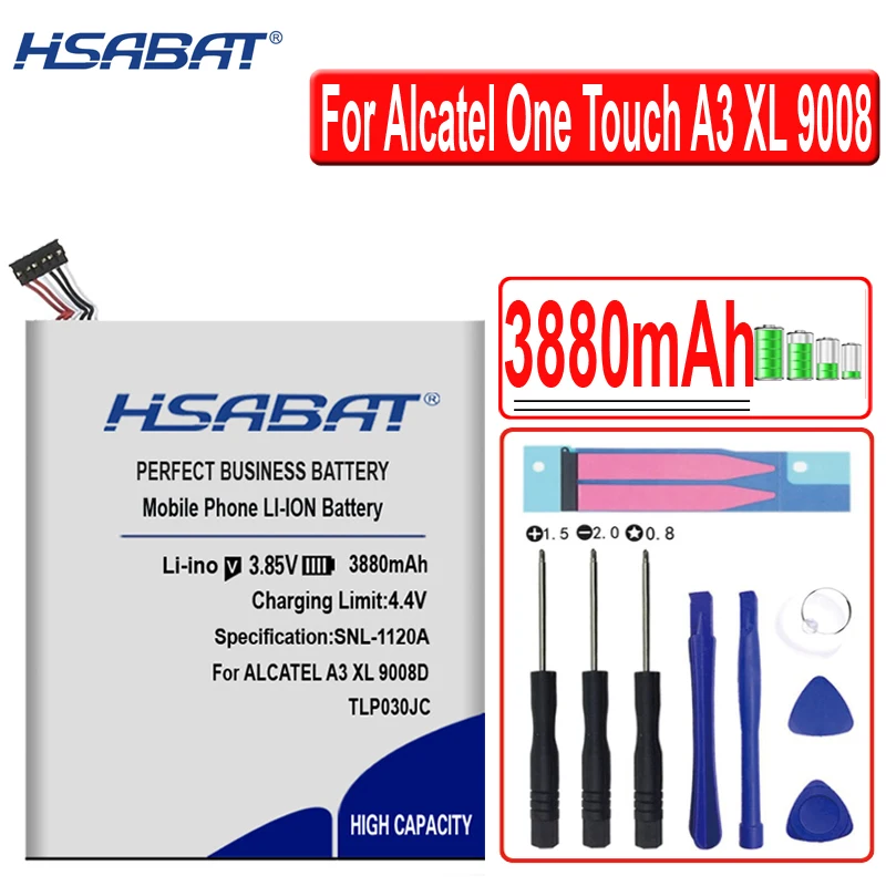 HSABAT 3880 мА/ч, TLP030JC Батарея для Alcatel One Touch A3 XL 9008 9008X 9008D CAC3000034CC