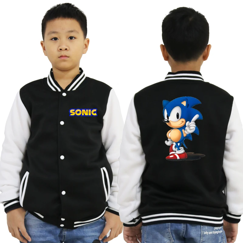 Новинка года; Мужская и женская спортивная куртка Sonic; модная повседневная хлопковая толстовка с длинными рукавами для мальчиков и девочек; Верхняя одежда; бейсбольная одежда