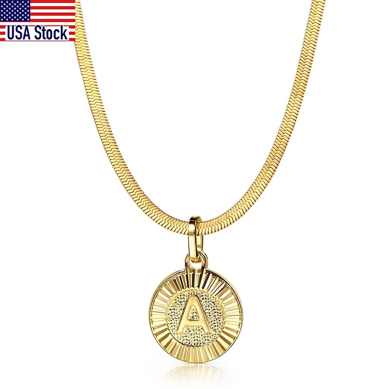 Minimalist A Z Letters Necklace Women Gold Filled Initial Pendant Snake