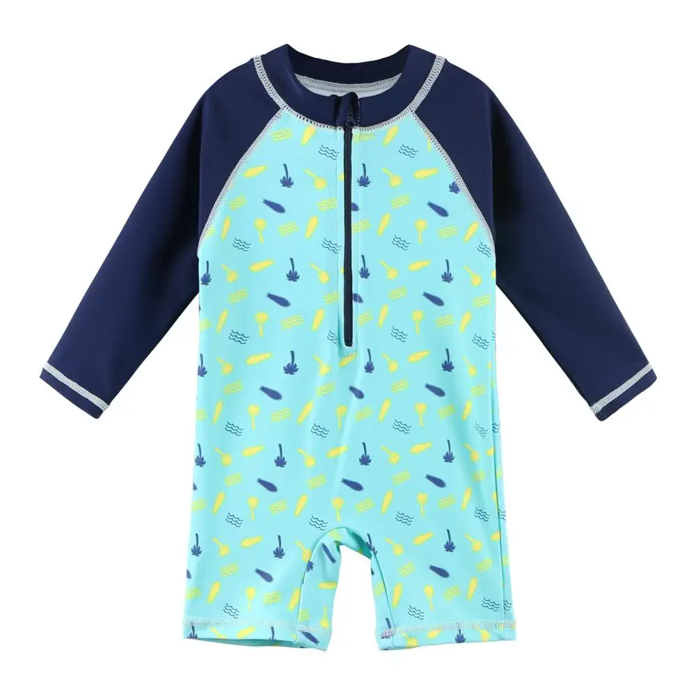 BAOHULU Cartoon Shark Baby Boy Swimwear UPF50+ Toddler Child Rash Guards Long Sleeve Kids Swimsuit One Piece | Спорт и развлечения