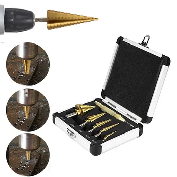 

6-piece Inch Step Drill Bit Set Step Drill Steel Plate Drill Twist Drill Export Reaming Drill Center Punch Twist Drill Dropshipp