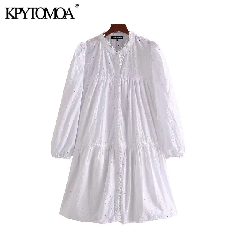 KPYTOMOA Women 2020 Sweet Fashion Embroidery Hollow Out Mini Dress Vintage O Neck Long Sleeve Female Dresses Vestidos Mujer KPYTOMOA Women 2020 Sweet Fashion Embroidery Hollow Out Mini Dress Vintage O Neck Long Sleeve Female Dresses Vestidos Mujer