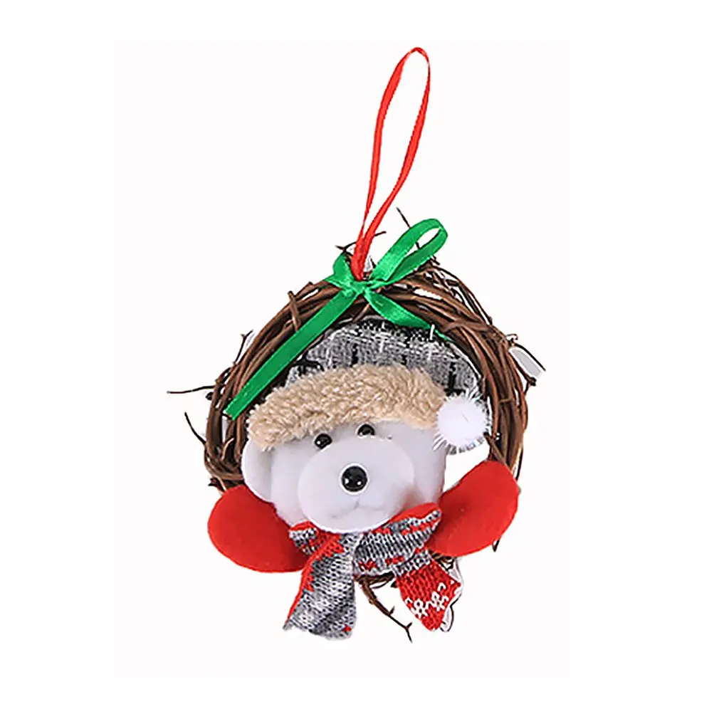 Merry Christmas Ornaments Christmas Gift Santa Claus Snowman Tree Toy Doll Hang Decorations for home Figurine Rattan Circle