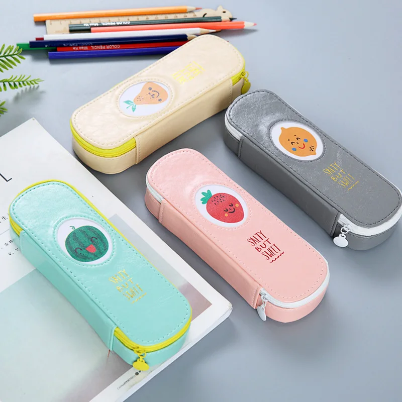 

Large-capacity Children's Stationery Simple Fruit Glue Pen Box Multi-function Pen Bag Flip Pen Bag Back To School Office Supply