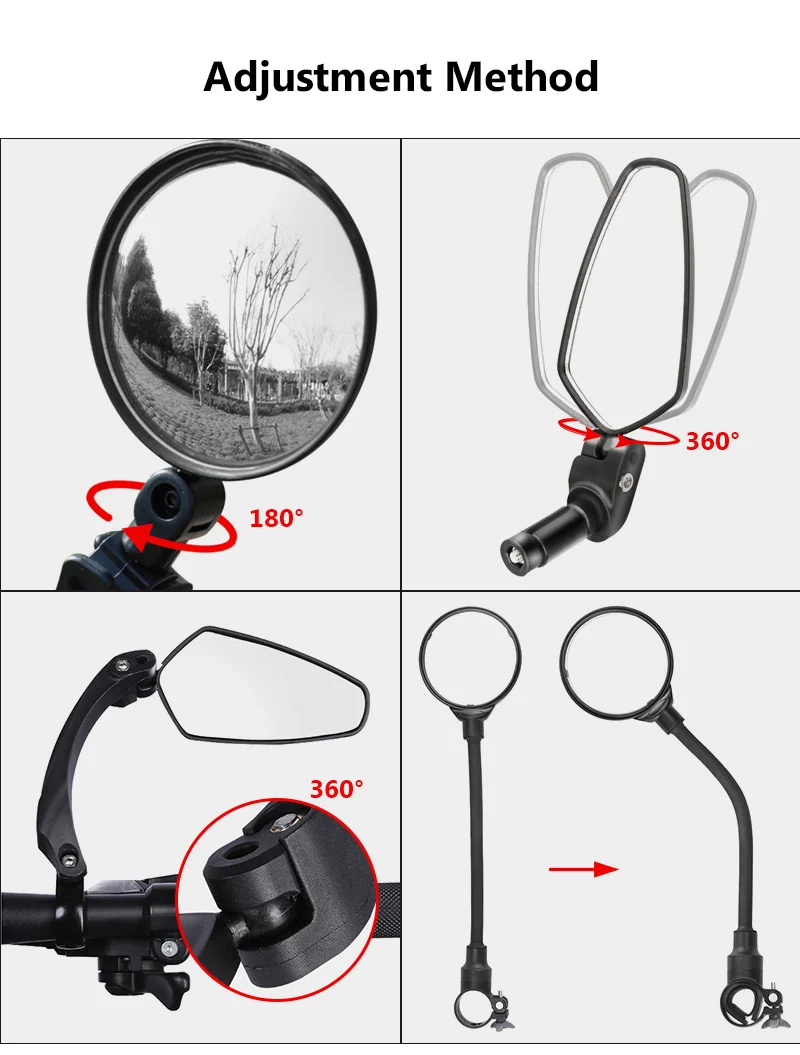 AiQInu Rétroviseur Vélo HD – Lentille Convexe 70 Mm, Rotation 360°, S’adapte Sur Guidon 18–22 Mm (lot De 2)