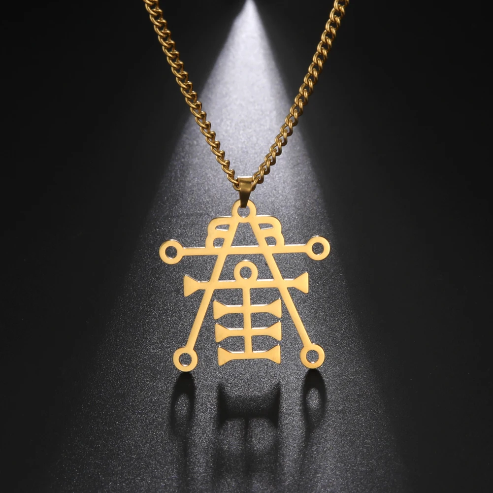 Stainless Steel Sigil of Anubis Gothic Necklace - Egyptian God of Decay and Embalming