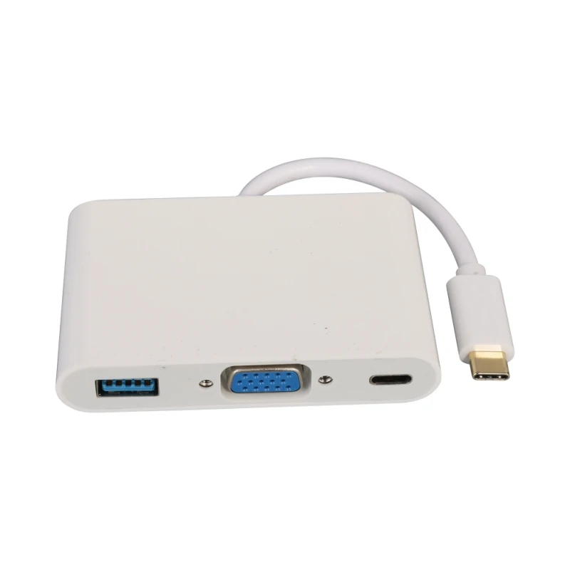Белый Тип с разъемами типа C и VGA адаптер 3-в-1 мульти Порты USB 3,0 4 к зарядка конвертер для Apple книга для Тип передавать данные и зарядные устройства со встроенным DP - Цвет: Белый