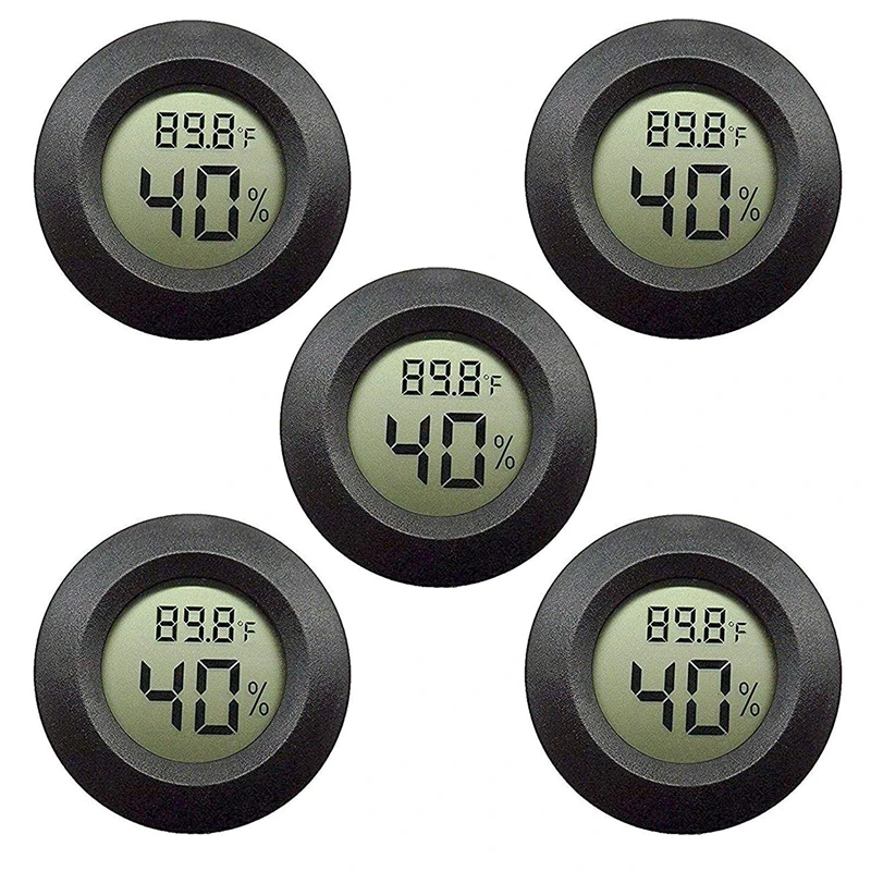5-pack Hygrometer Thermometer Digital LCD Monitor Humidity Meter Gauge for Humidifiers Dehumidifiers Gre