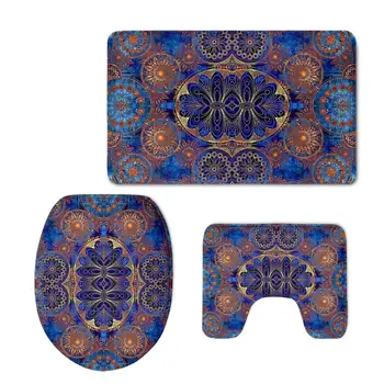 

Splendid Bohemian Bath Accessires Set Of 3 Vintage Mandala Super Soft Rugs toilet Seat Cover Non-slip Mats For Bathroom 2020